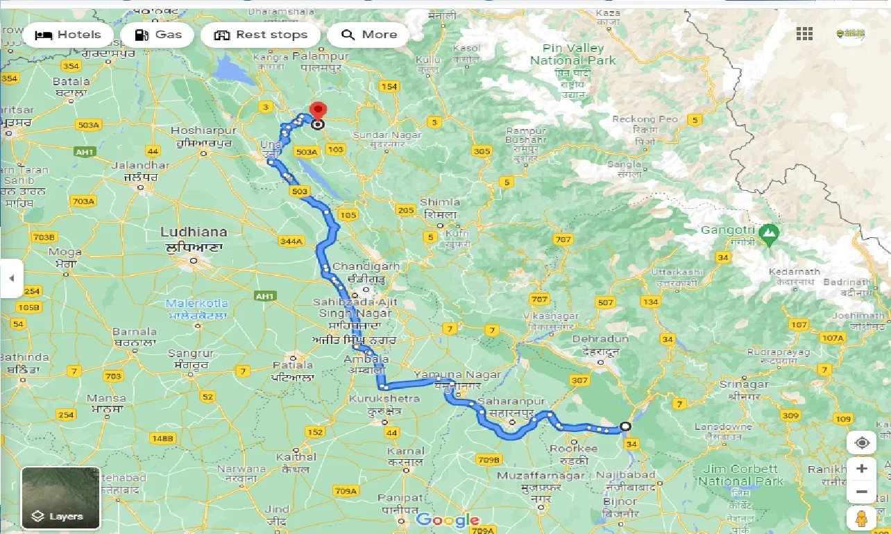 haridwar-to-hamirpur-one-way