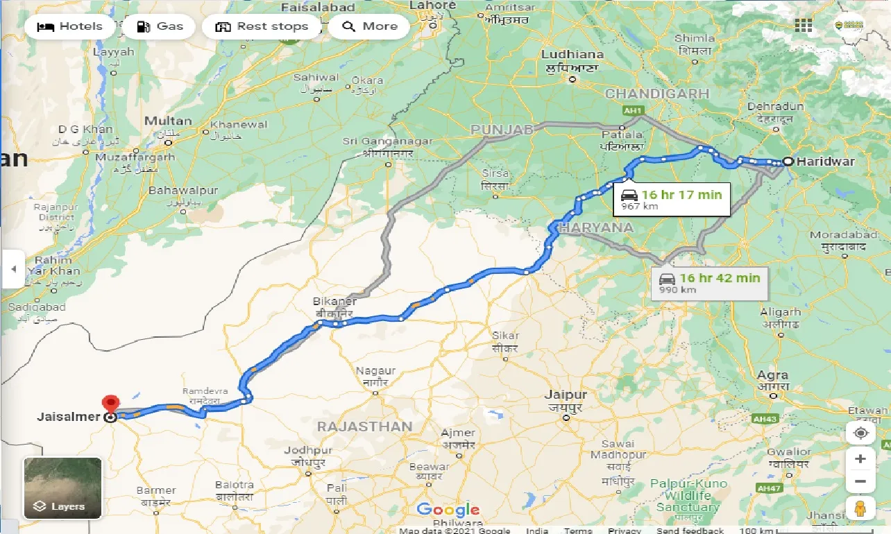 haridwar-to-jaisalmer-one-way