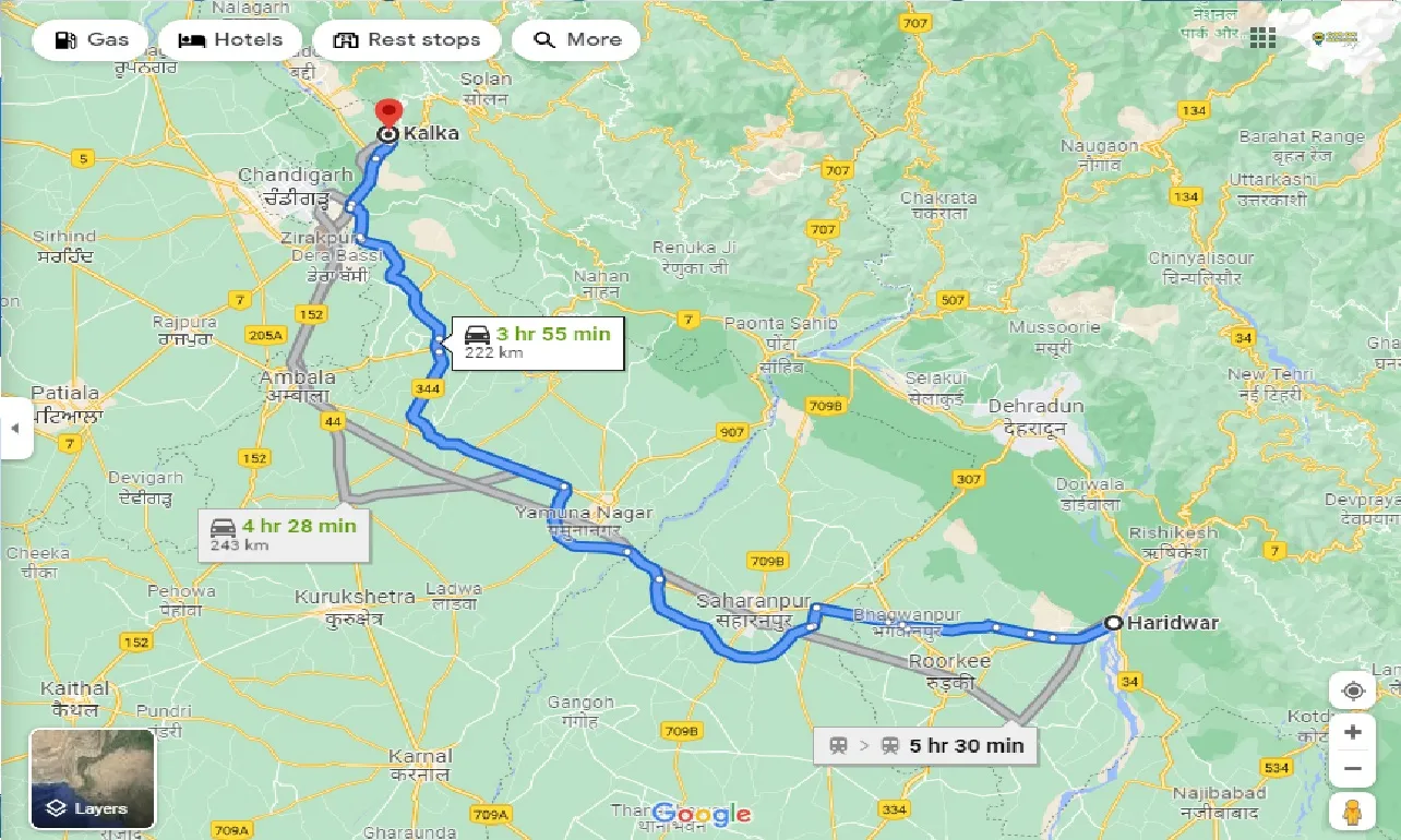 haridwar-to-kalka-one-way