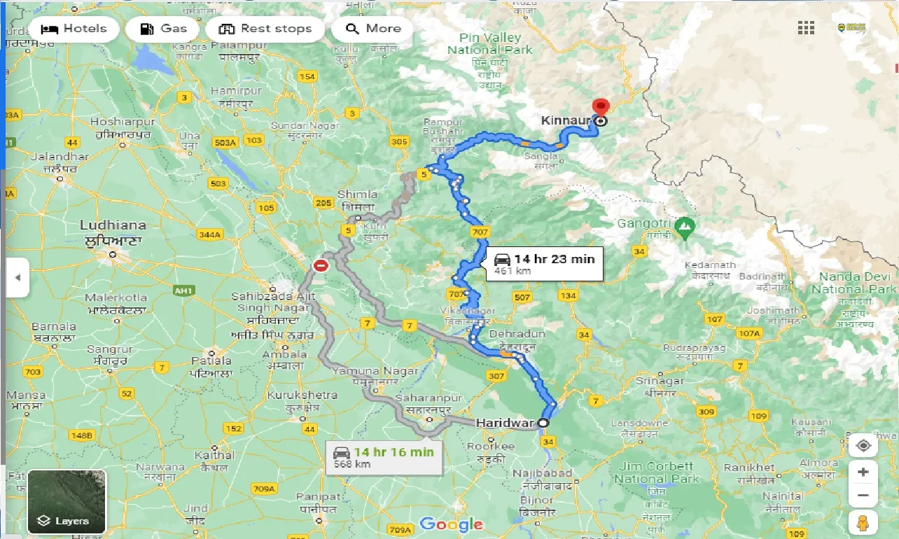 haridwar-to-kinnour-one-way