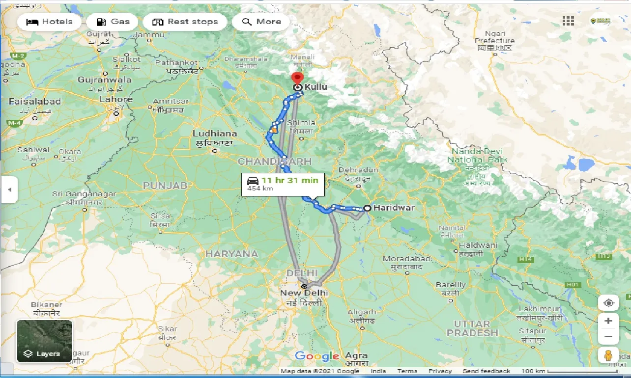 haridwar-to-kullu-one-way