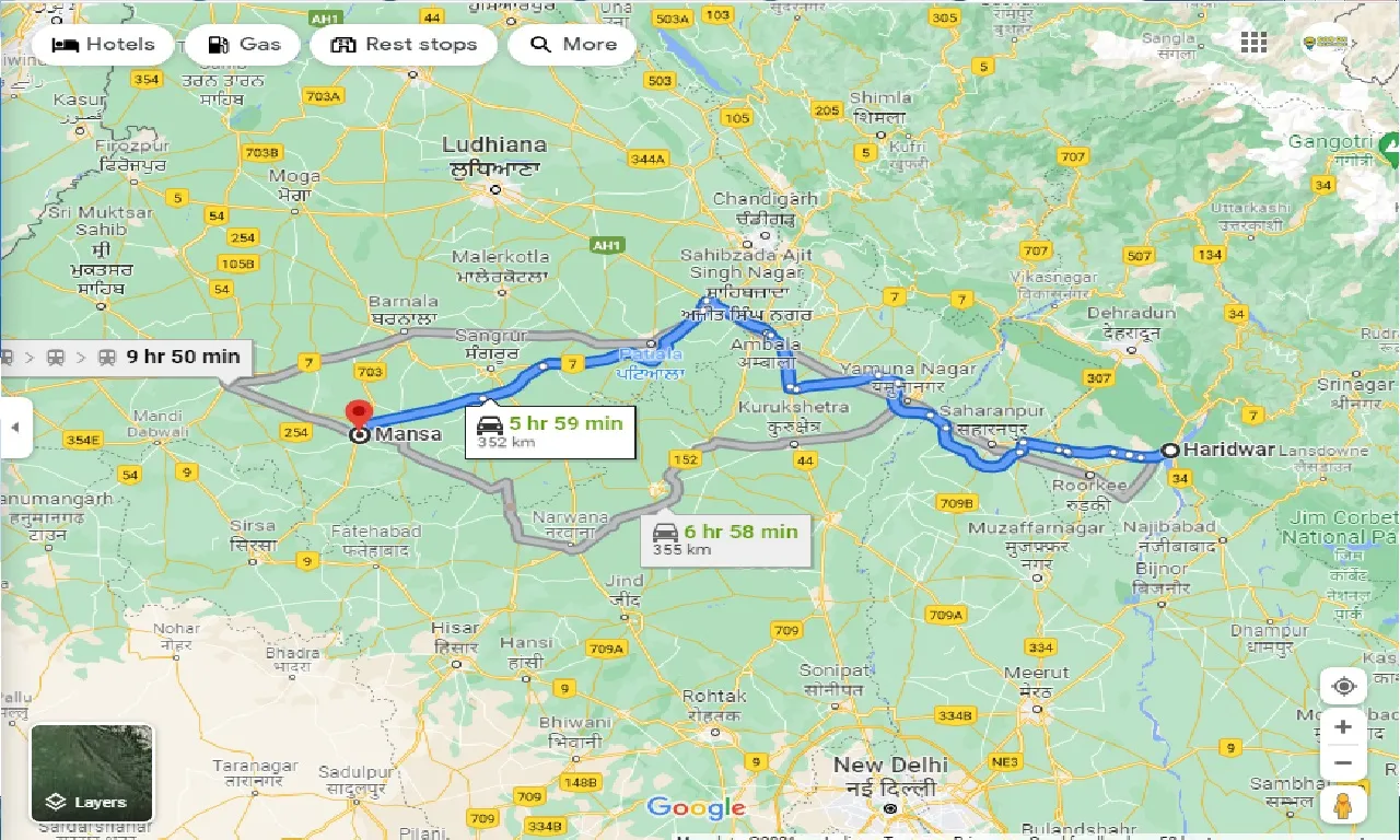 haridwar-to-mansa-one-way