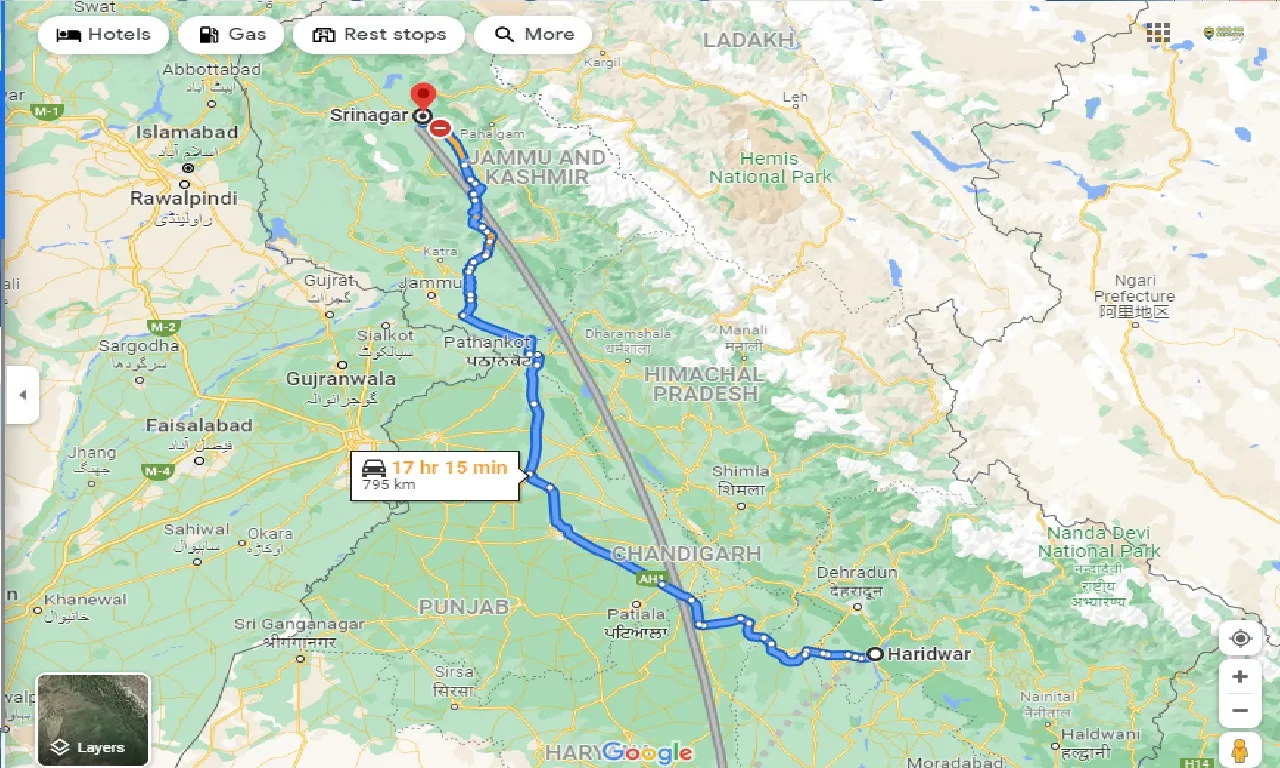 haridwar-to-srinagar-one-way