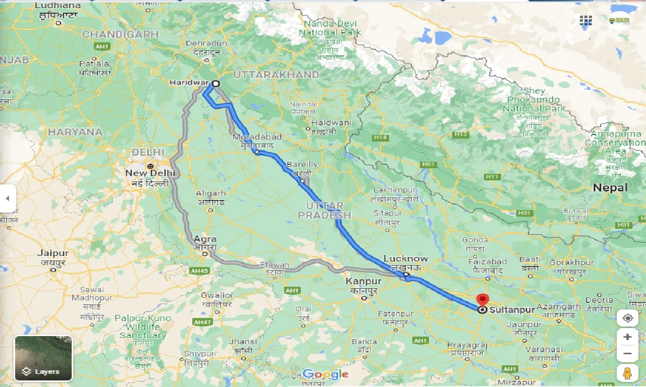 haridwar-to-sultanpur-taxi