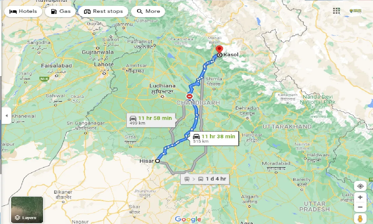 hisar-to-kasol-one-way