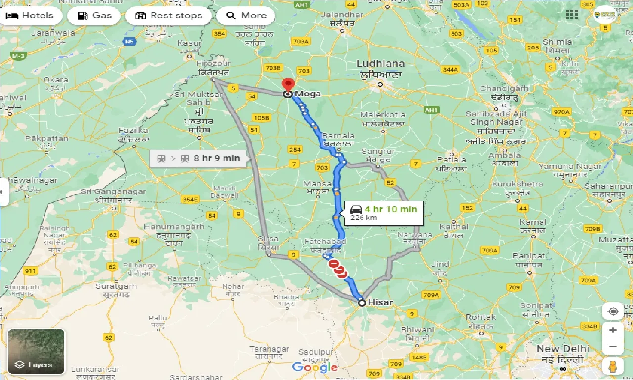 hisar-to-moga-one-way