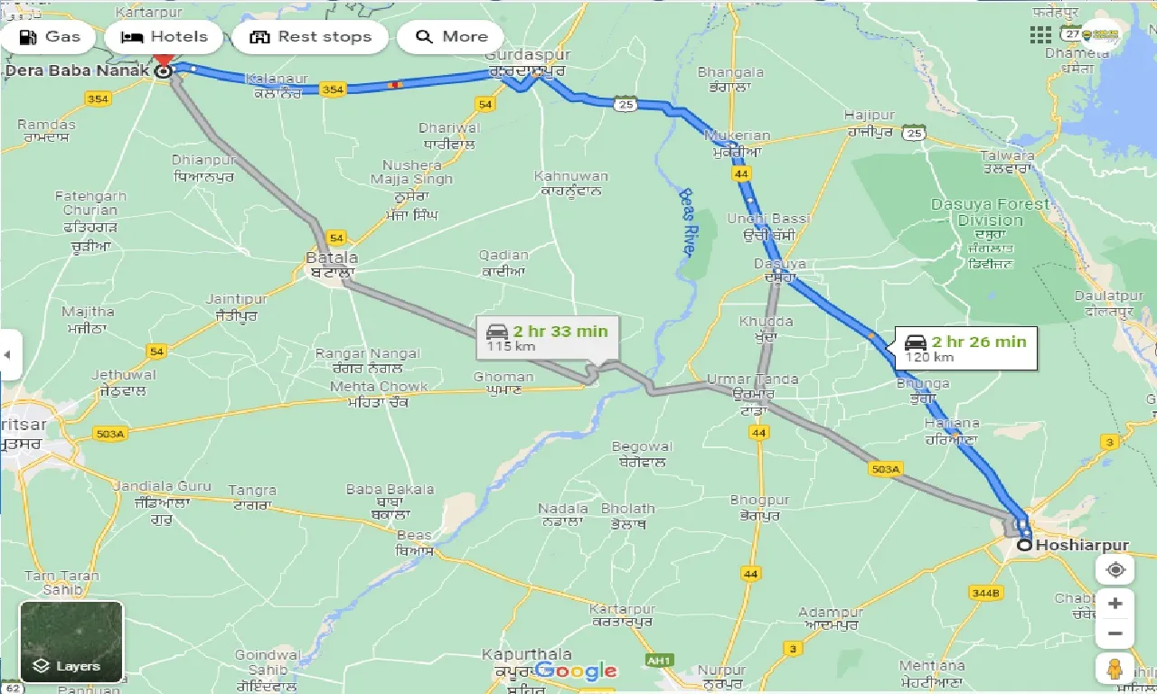 hoshiarpur-to-dera-baba-nanak-taxi