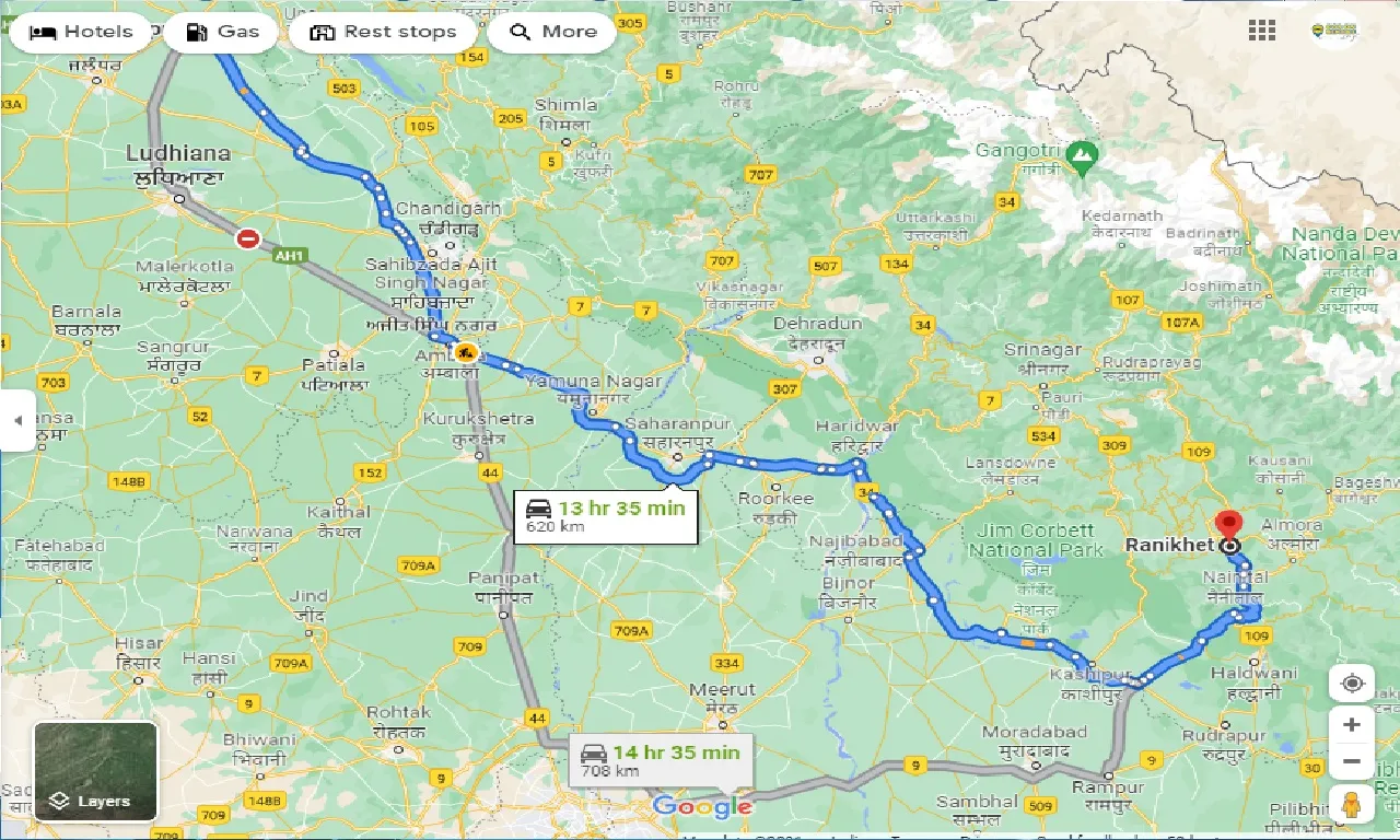 hoshiarpur-to-ranikhet-taxi