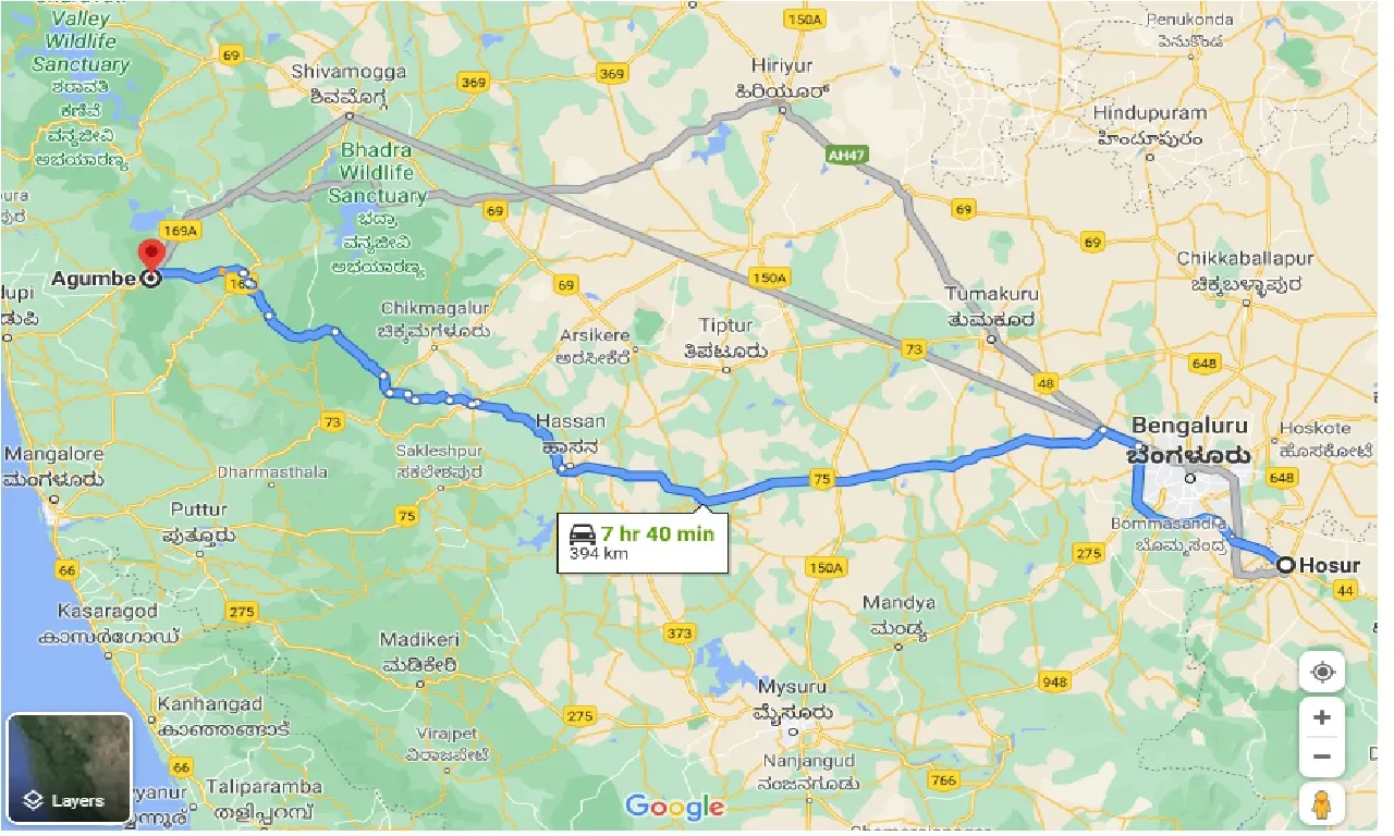 hosur-to-agumbe-taxi