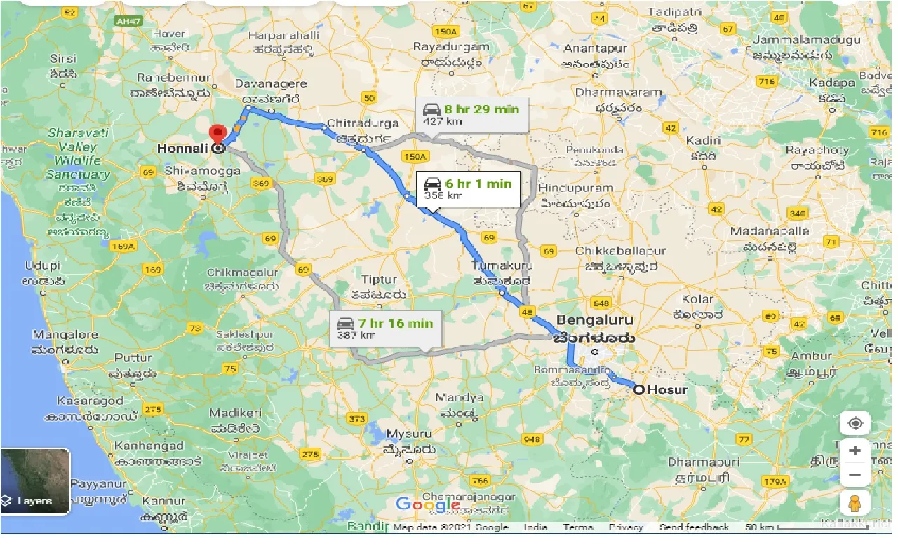 hosur-to-honnali-taxi