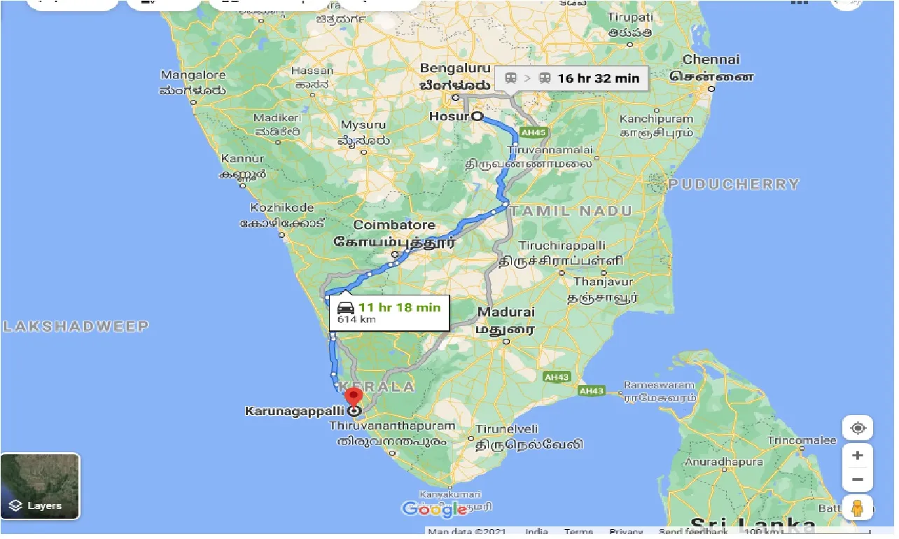 hosur-to-karunagappally-taxi