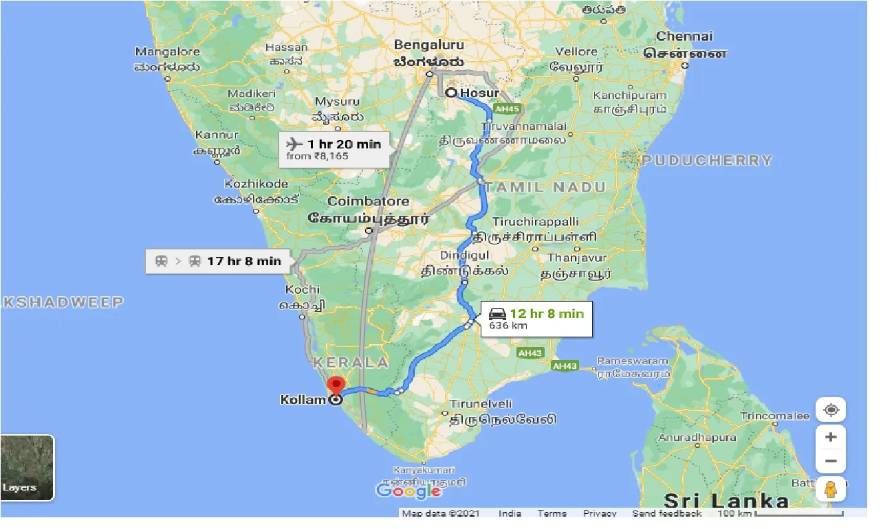hosur-to-kollam-taxi