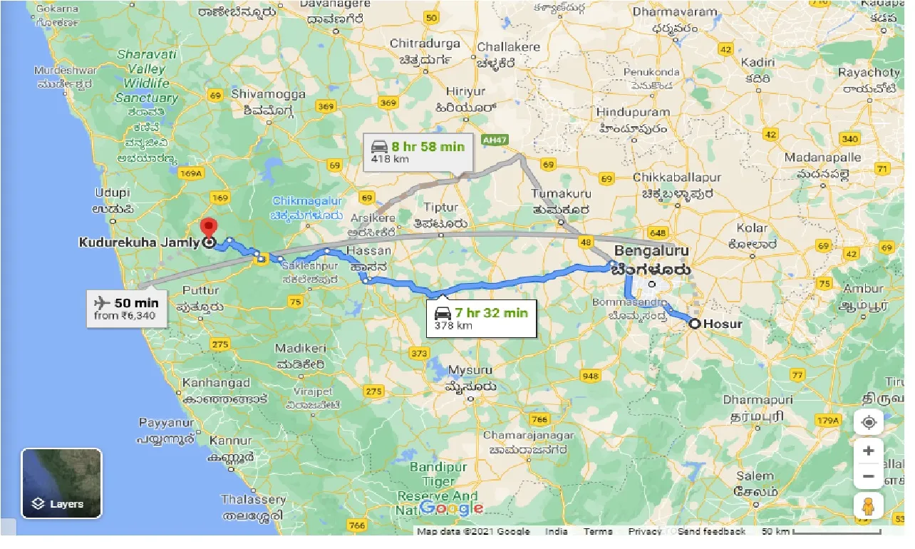 hosur-to-kudremukh-national-park-taxi