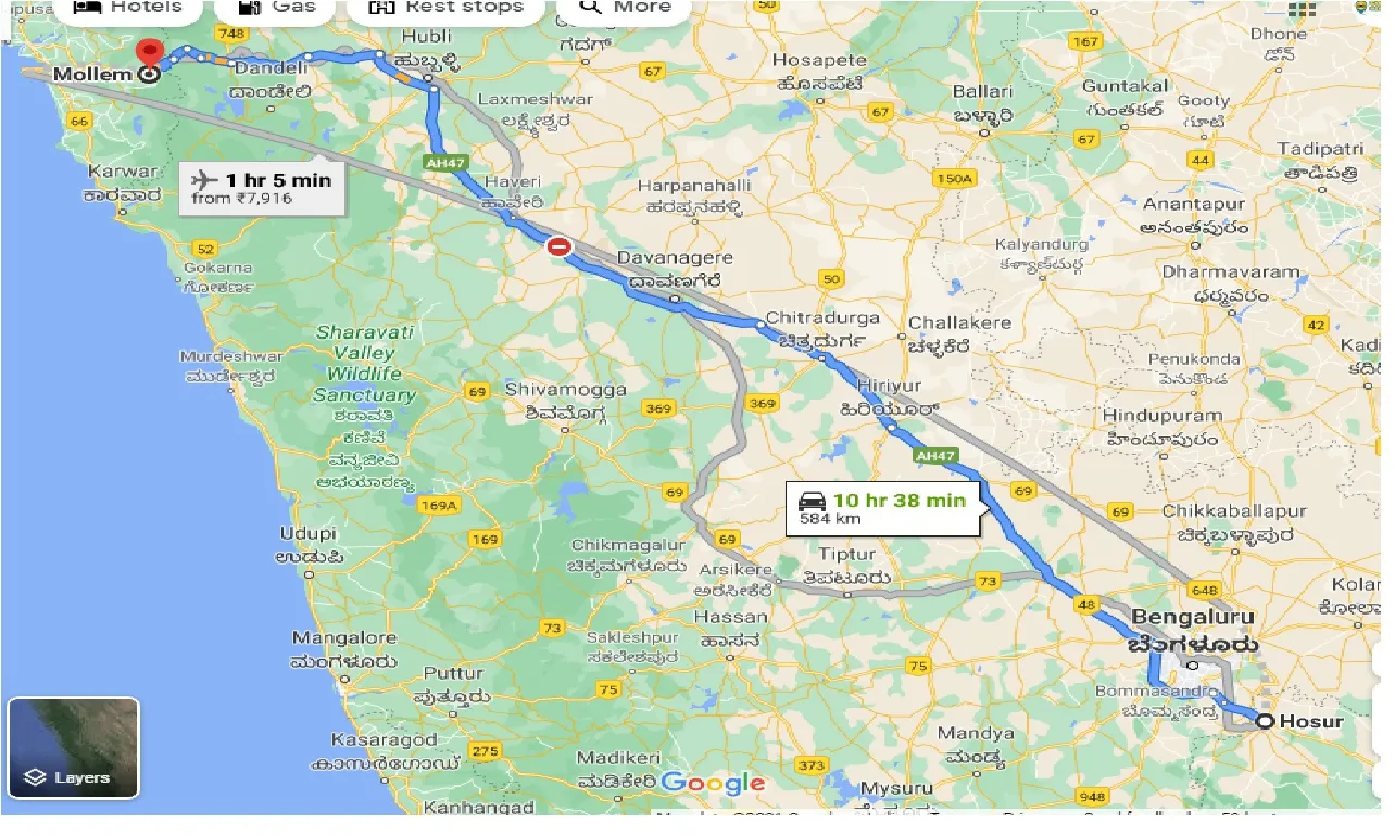 hosur-to-mollem-national-park-one-way