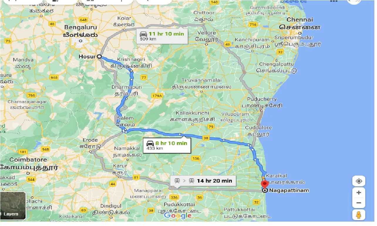 hosur-to-nagapattinam-taxi