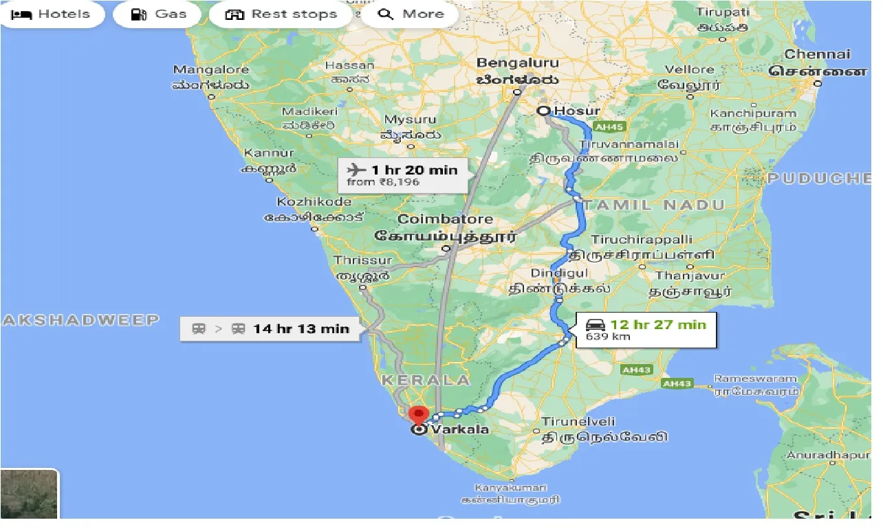 hosur-to-varkala-taxi