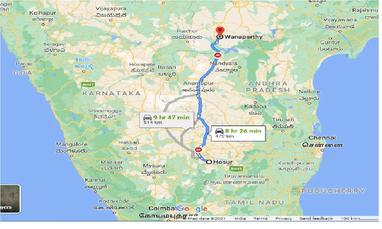 hosur-to-wanaparthy-taxi