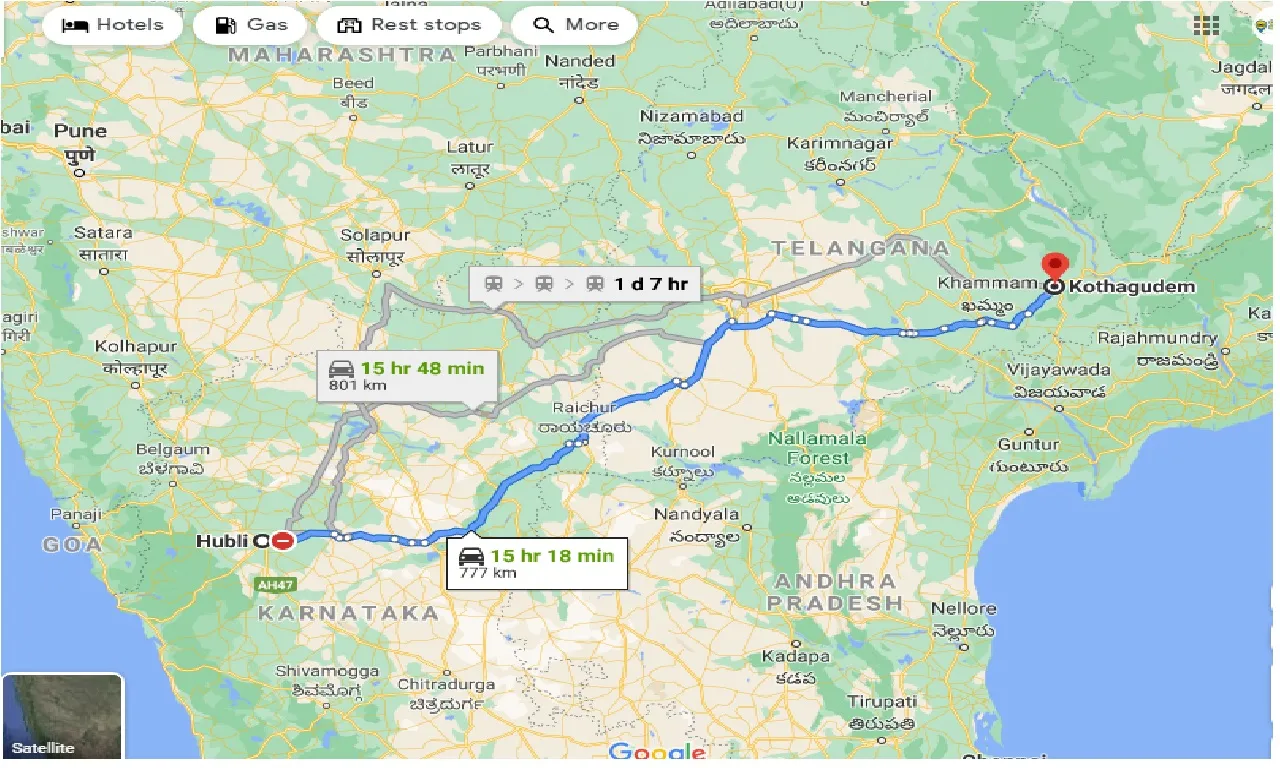hubli-to-kothagudem-one-way