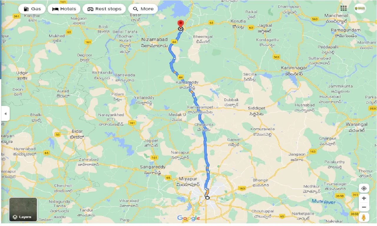 hyderabad-to-armur-one-way