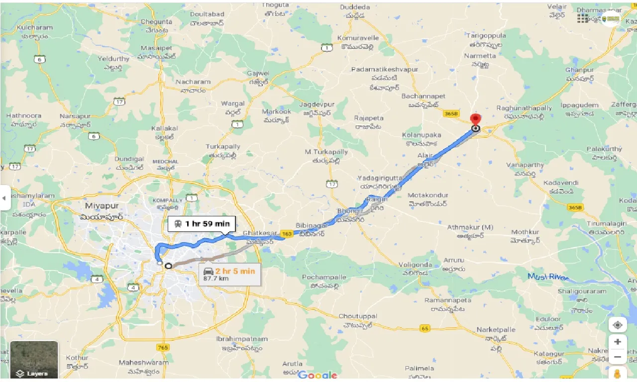 hyderabad-to-jangaon-round-trip