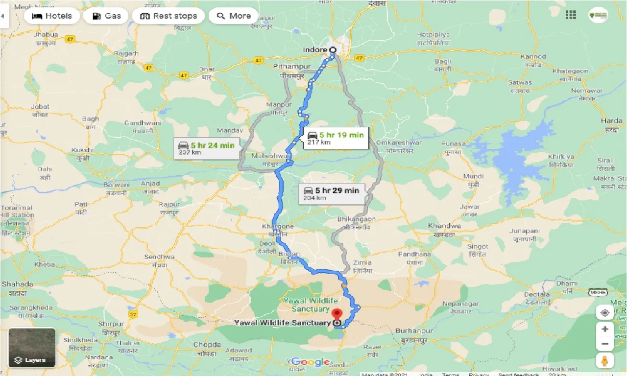 indore-to-yawal-wildlife-sanctuary-one-way