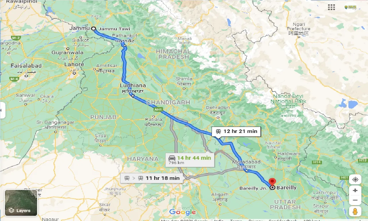jammu-to-bareilly-one-way