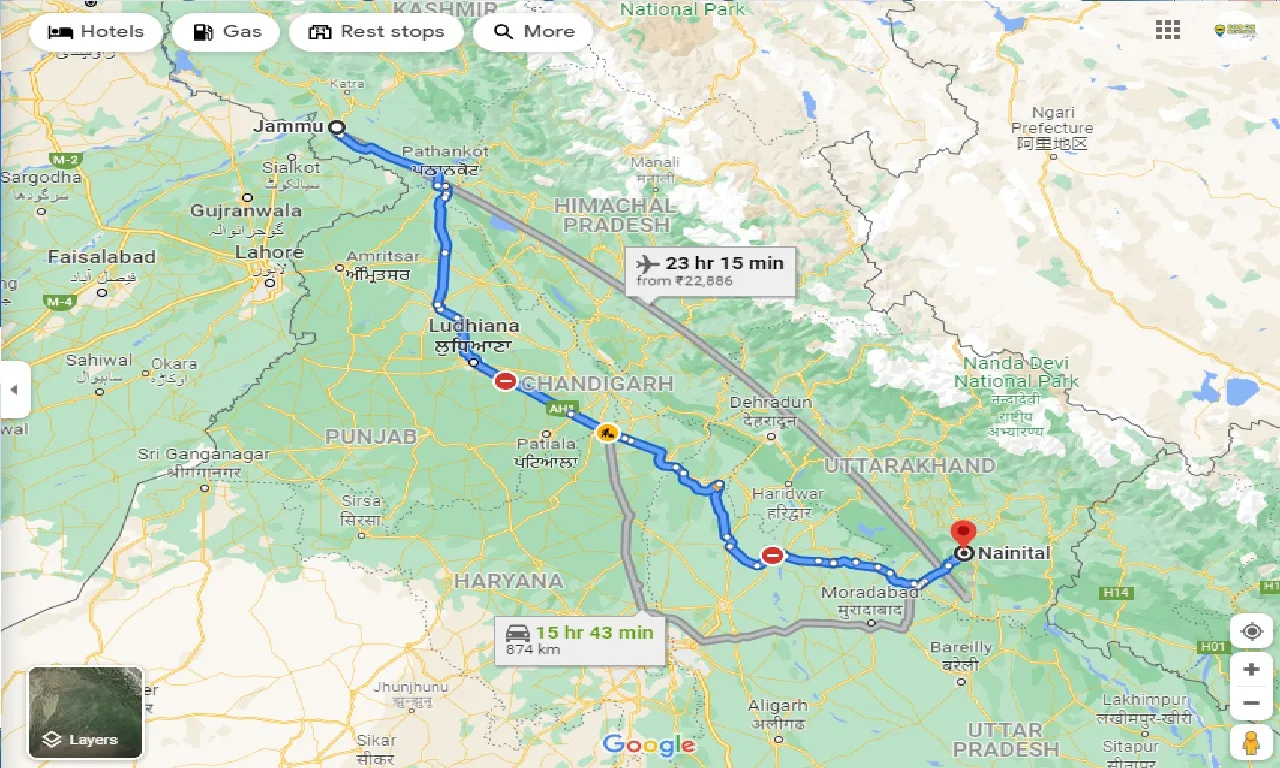 jammu-to-nainital-taxi