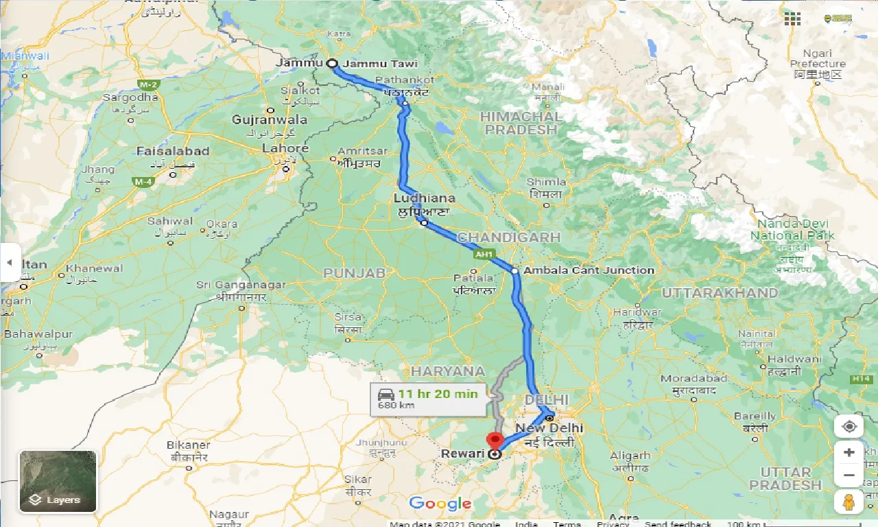 jammu-to-rewari-taxi