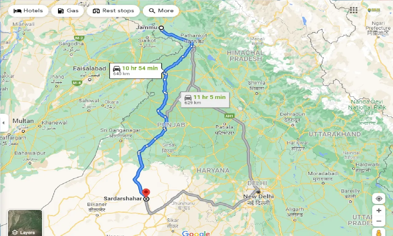 jammu-to-sardarshahar-taxi