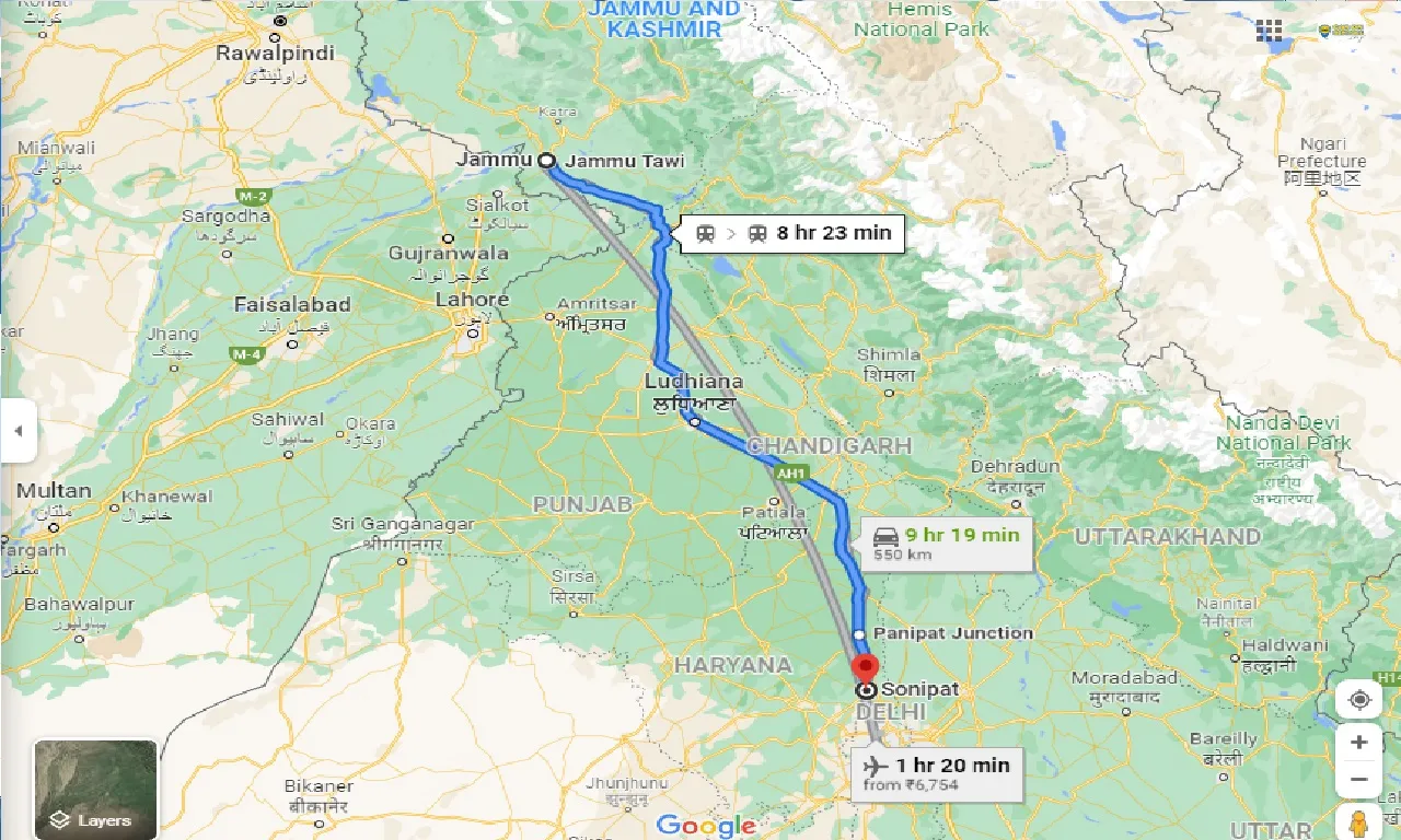 jammu-to-sonipat-taxi