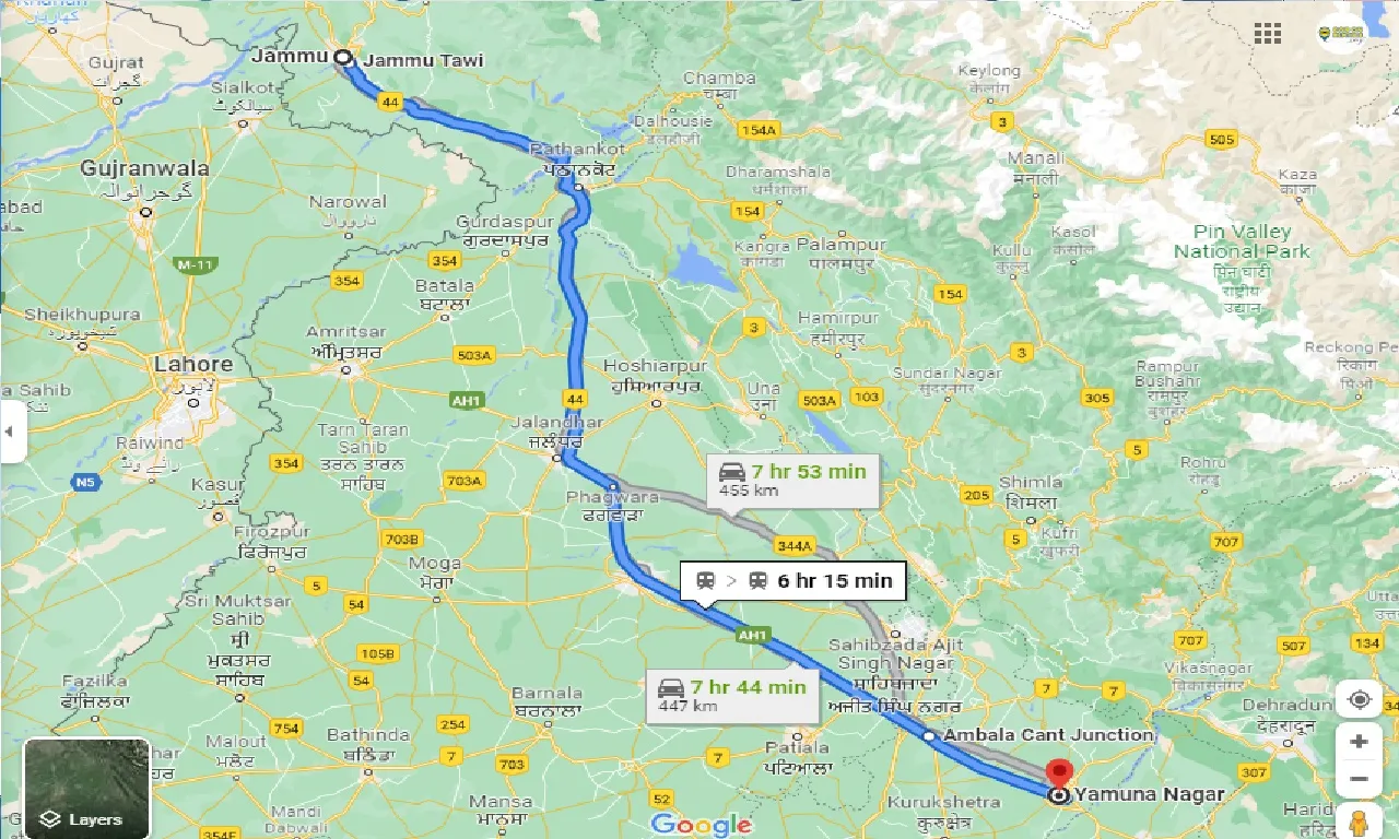 jammu-to-yamuna-nagar-one-way