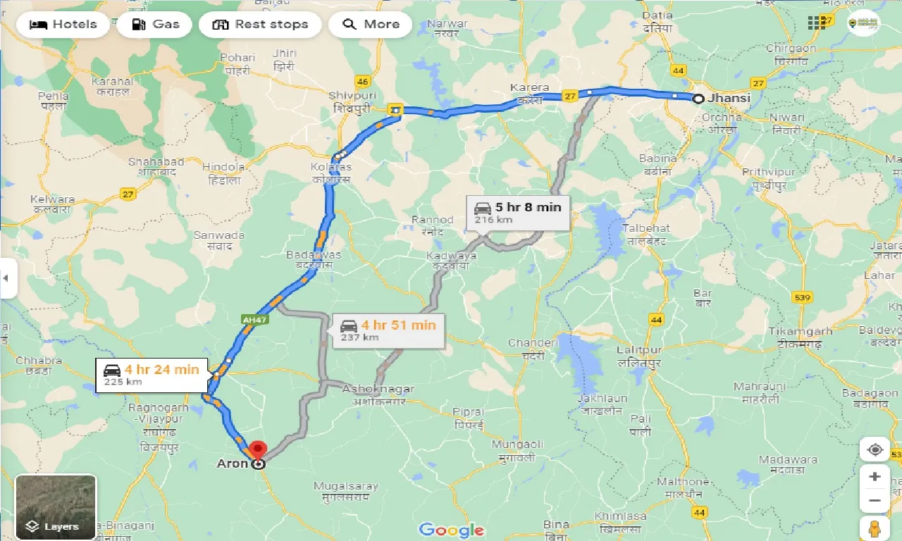 jhansi-to-aron-one-way