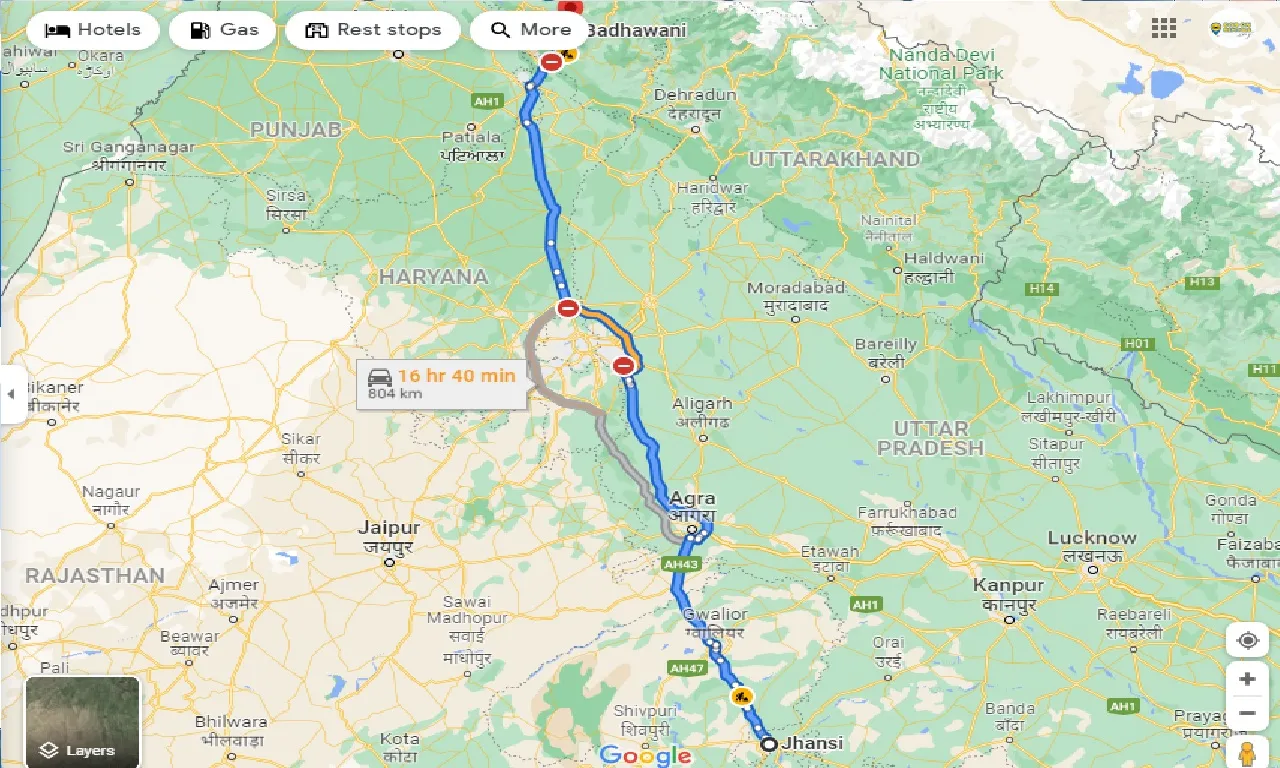 jhansi-to-badhawani-one-way
