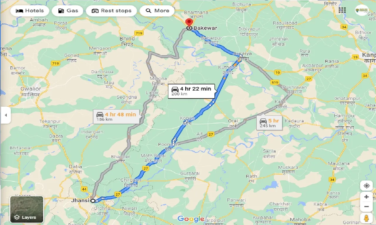 jhansi-to-bakewar-one-way