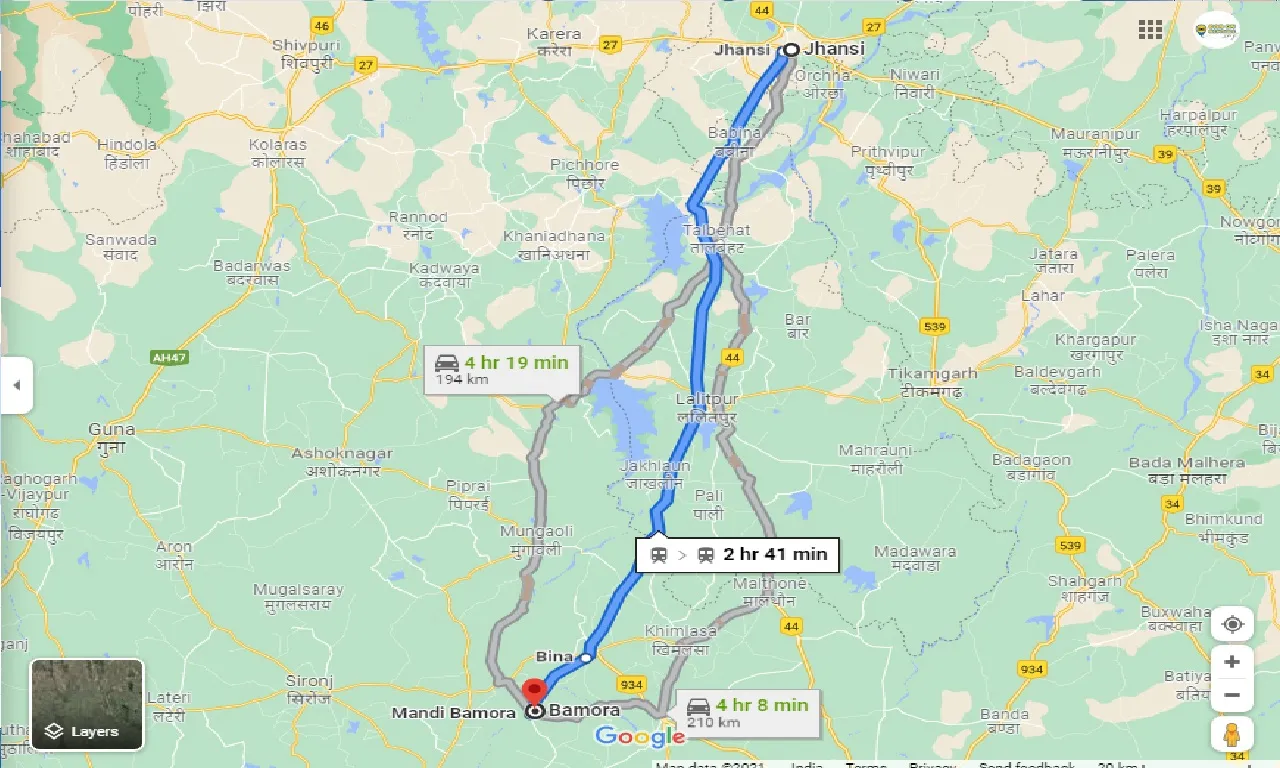jhansi-to-bamora-one-way