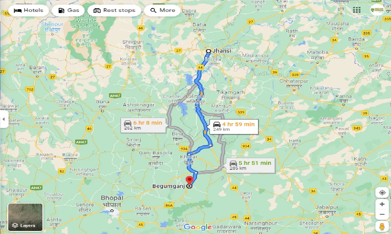 jhansi-to-begumganj-one-way