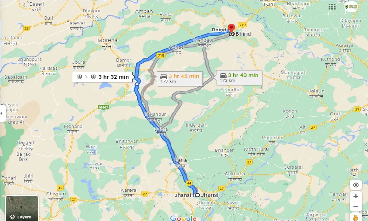 jhansi-to-bhind-one-way