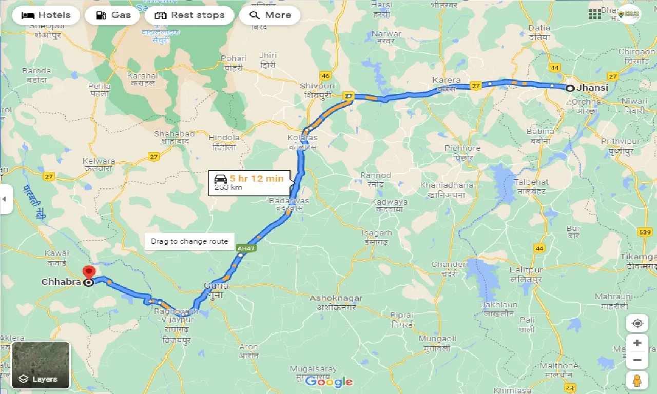 jhansi-to-chhabra-one-way