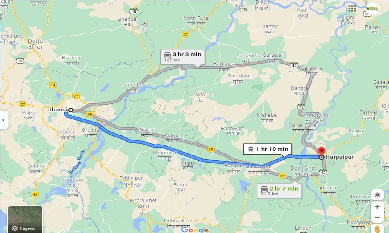jhansi-to-harpalpur-one-way