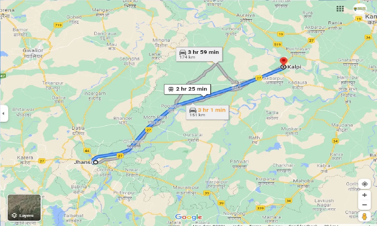 jhansi-to-kalpi-one-way