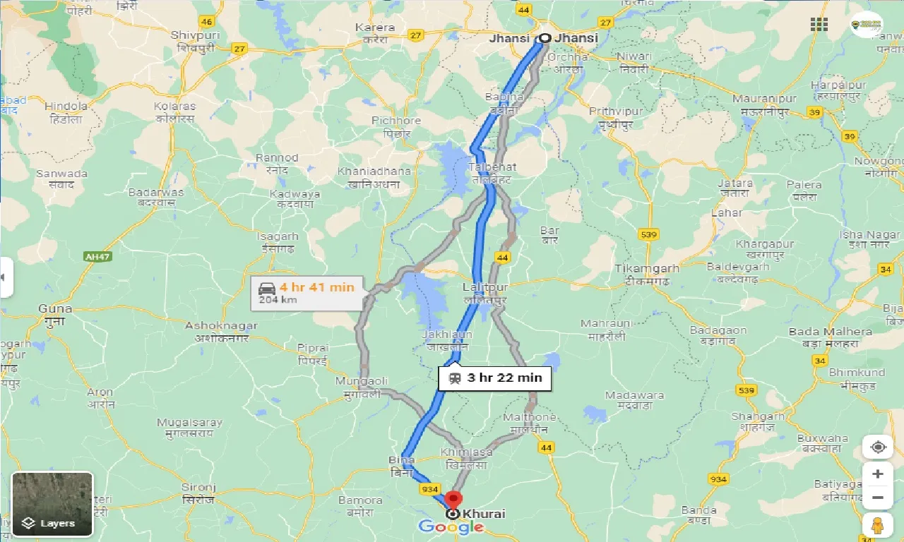 jhansi-to-khurai-one-way