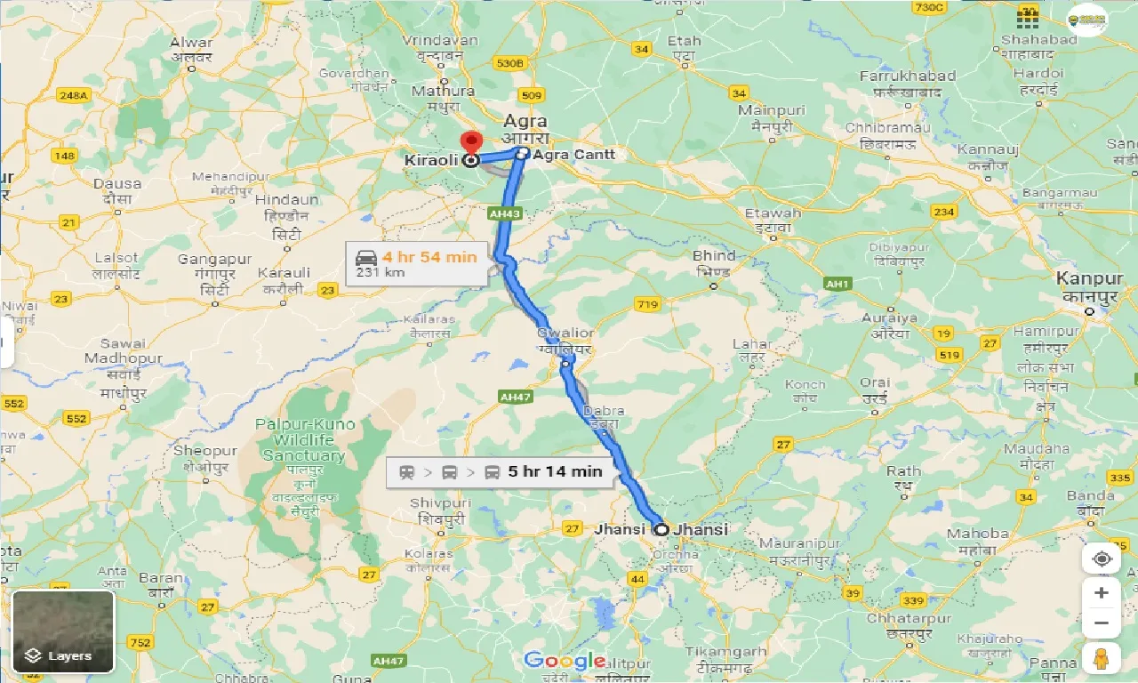 jhansi-to-kiraoli-one-way
