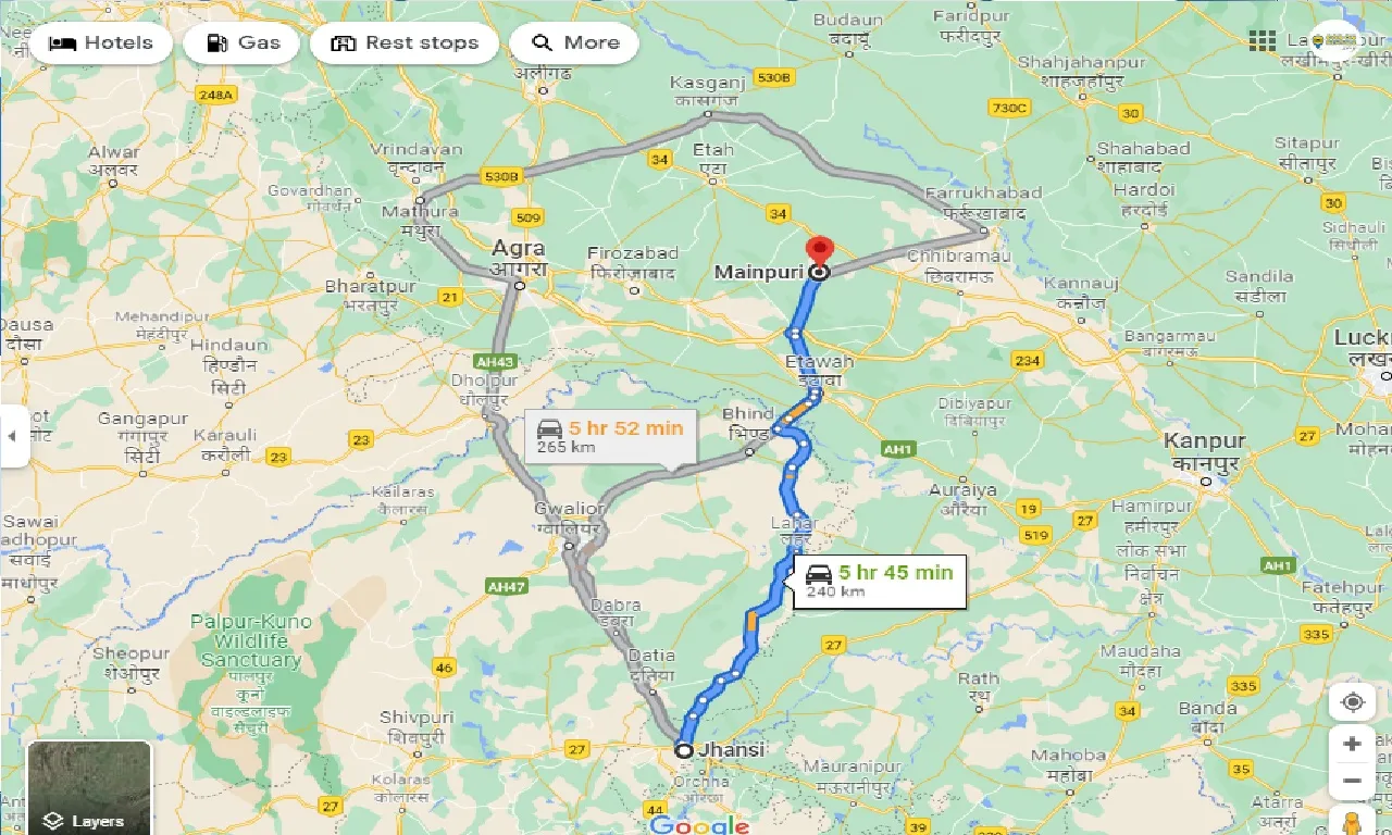 jhansi-to-mainpuri-one-way