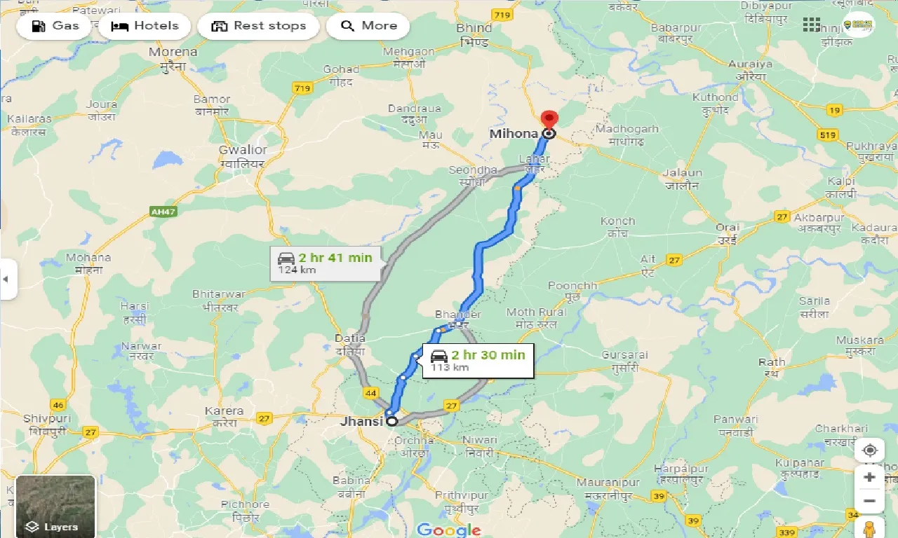 jhansi-to-mihona-one-way