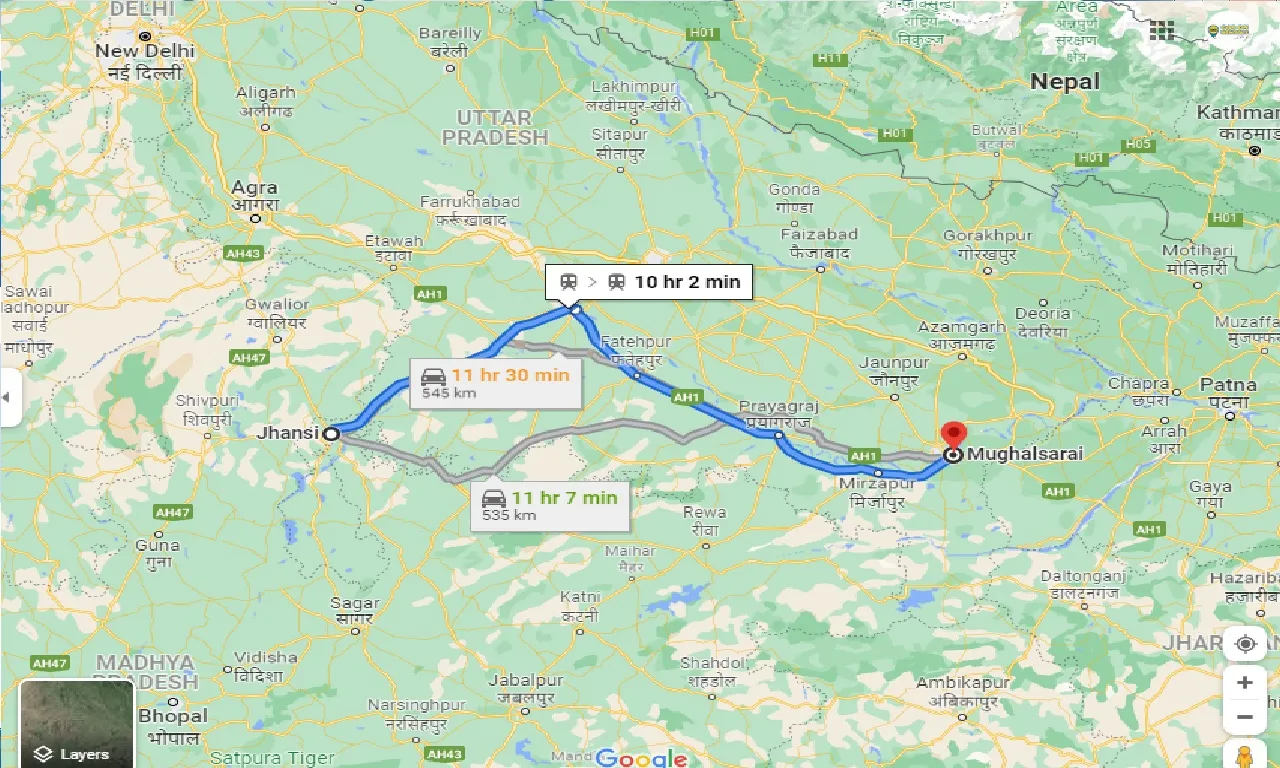 jhansi-to-mughalsarai-taxi