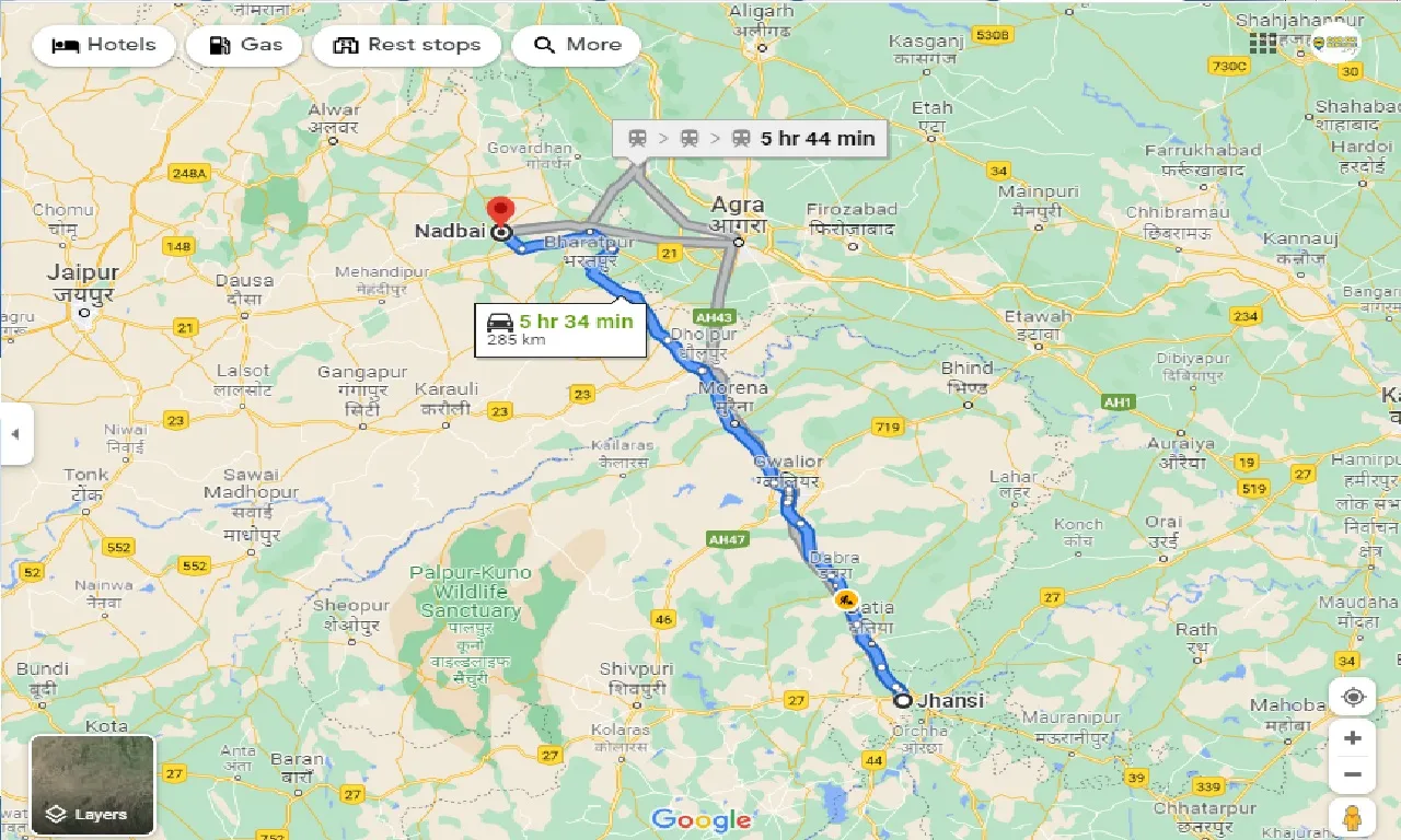 jhansi-to-nadbai-one-way