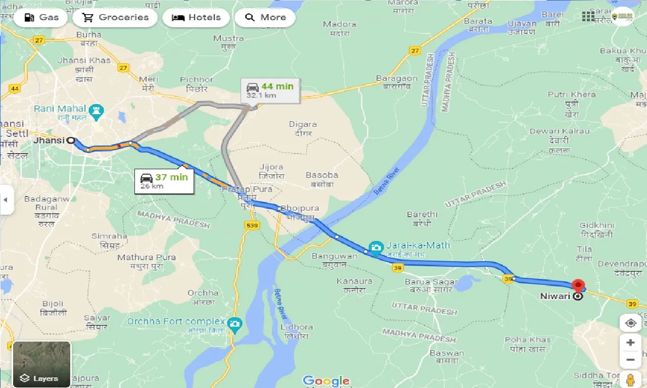 jhansi-to-niwari-one-way