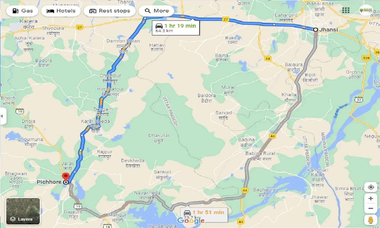 jhansi-to-pichhore-taxi
