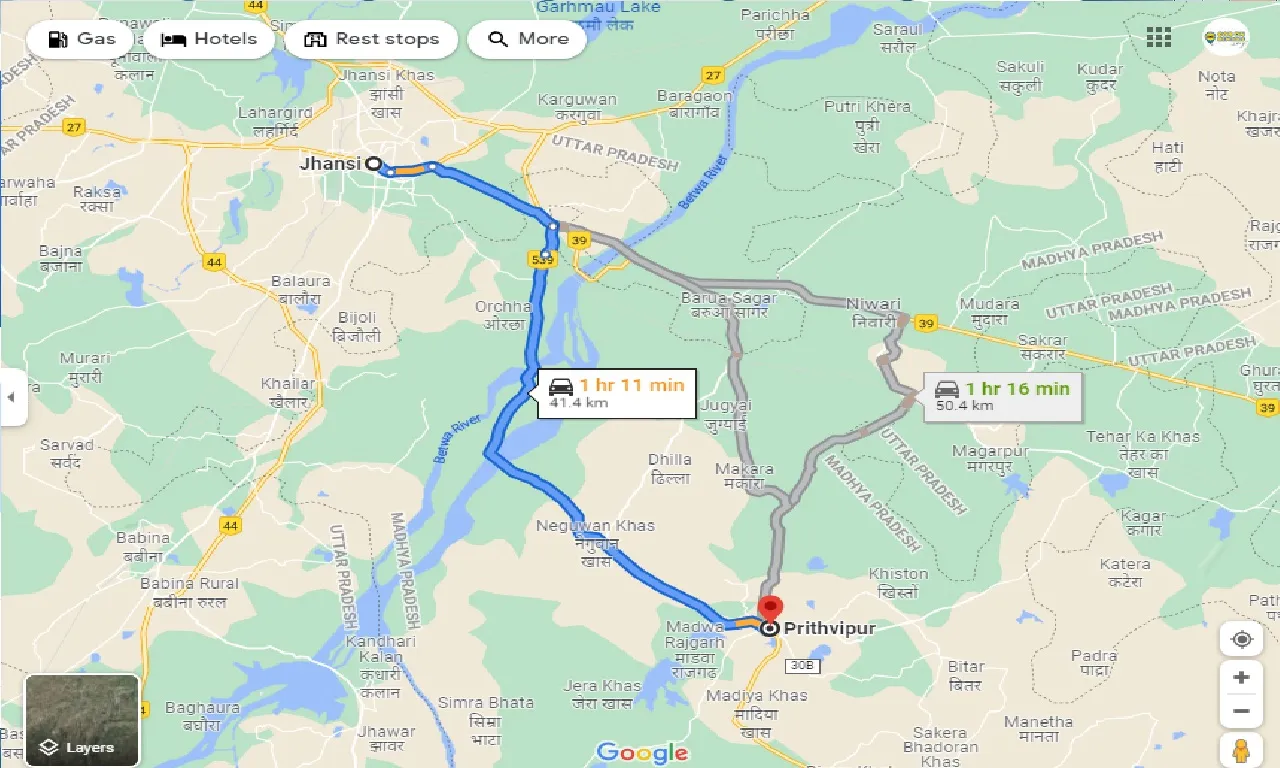 jhansi-to-prithvipur-one-way