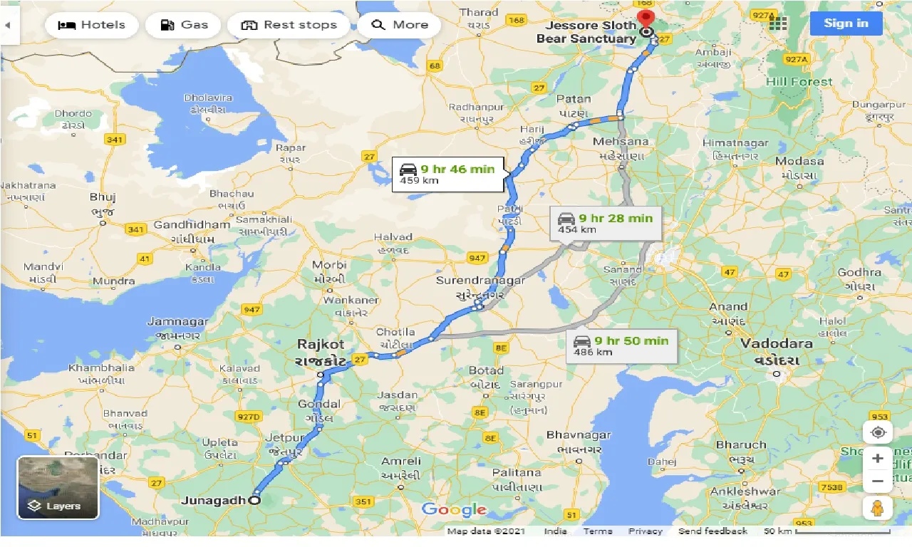 junagadh-to-jessore-sloth-bear-sanctuary-one-way